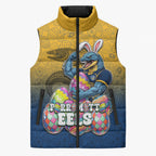 Personalized Parramatta Eels Sleeveless Puffer Jacket Easter Mascot - Colorful Eggs Cartoon Style
