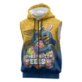 Personalized Parramatta Eels Sleeveless Zip Hoodie Easter Mascot - Colorful Eggs Cartoon Style