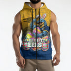 Personalized Parramatta Eels Sleeveless Zip Hoodie Easter Mascot - Colorful Eggs Cartoon Style