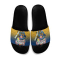 Personalized Parramatta Eels Slide Sandals Easter Mascot - Colorful Eggs Cartoon Style