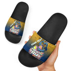 Personalized Parramatta Eels Slide Sandals Easter Mascot - Colorful Eggs Cartoon Style