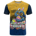 Personalized Parramatta Eels T Shirt Easter Mascot - Colorful Eggs Cartoon Style