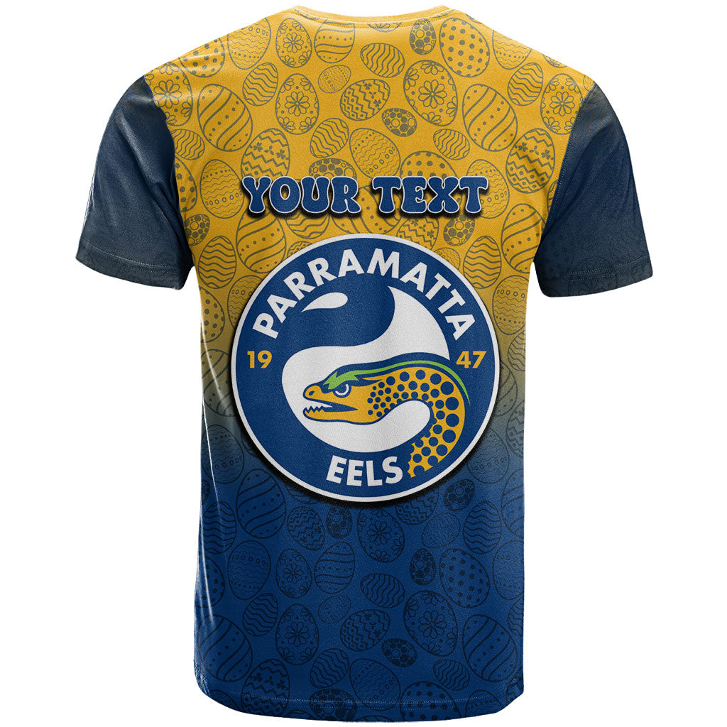 Personalized Parramatta Eels T Shirt Easter Mascot - Colorful Eggs Cartoon Style