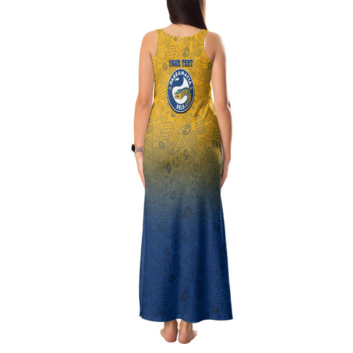Personalized Parramatta Eels Tank Maxi Dress Easter Mascot - Colorful Eggs Cartoon Style