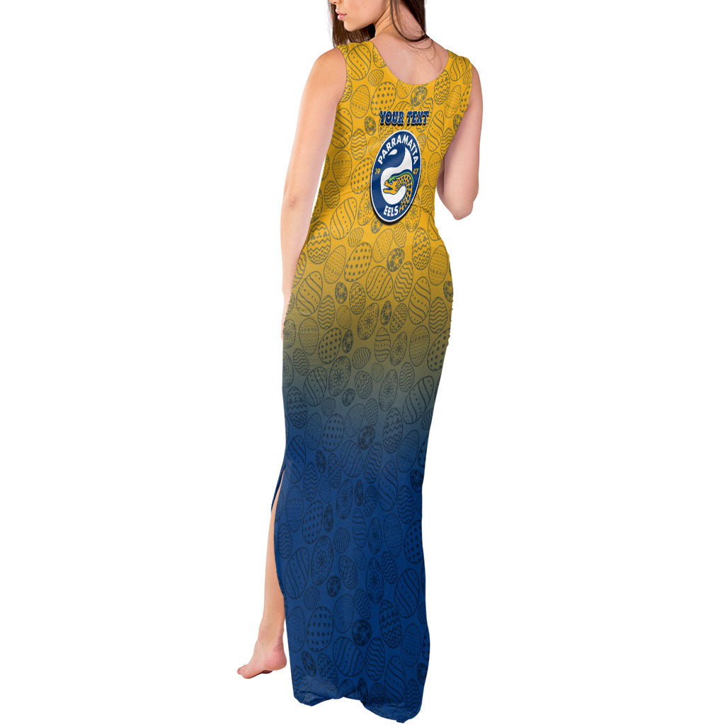 Personalized Parramatta Eels Tank Maxi Dress Easter Mascot - Colorful Eggs Cartoon Style