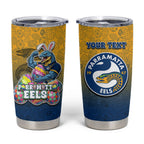 Personalized Parramatta Eels Tumbler Cup Easter Mascot - Colorful Eggs Cartoon Style