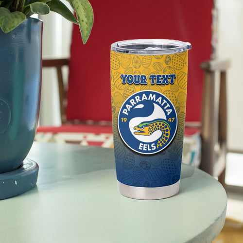 Personalized Parramatta Eels Tumbler Cup Easter Mascot - Colorful Eggs Cartoon Style