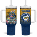 Personalized Parramatta Eels Tumbler With Handle Easter Mascot - Colorful Eggs Cartoon Style
