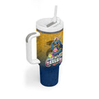 Personalized Parramatta Eels Tumbler With Handle Easter Mascot - Colorful Eggs Cartoon Style