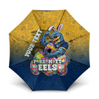 Personalized Parramatta Eels Umbrella Easter Mascot - Colorful Eggs Cartoon Style