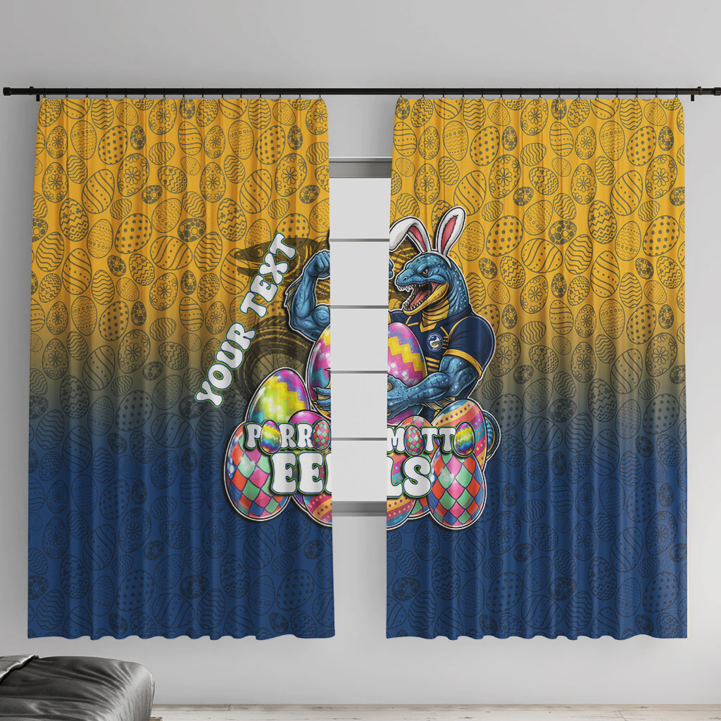 Personalized Parramatta Eels Window Curtain Easter Mascot - Colorful Eggs Cartoon Style
