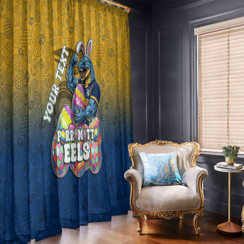 Personalized Parramatta Eels Window Curtain Easter Mascot - Colorful Eggs Cartoon Style