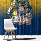 Personalized Parramatta Eels Window Curtain Easter Mascot - Colorful Eggs Cartoon Style