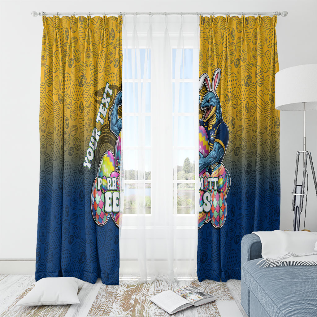 Personalized Parramatta Eels Window Curtain Easter Mascot - Colorful Eggs Cartoon Style