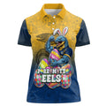 Personalized Parramatta Eels Women Polo Shirt Easter Mascot - Colorful Eggs Cartoon Style