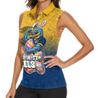 Personalized Parramatta Eels Women Sleeveless Polo Shirt Easter Mascot - Colorful Eggs Cartoon Style
