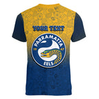 Personalized Parramatta Eels Women V-Neck T-Shirt Easter Mascot - Colorful Eggs Cartoon Style
