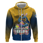 Personalized Parramatta Eels Zip Hoodie Easter Mascot - Colorful Eggs Cartoon Style