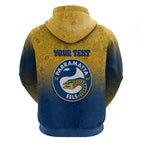 Personalized Parramatta Eels Zip Hoodie Easter Mascot - Colorful Eggs Cartoon Style