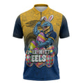 Personalized Parramatta Eels Zipper Polo Shirt Easter Mascot - Colorful Eggs Cartoon Style