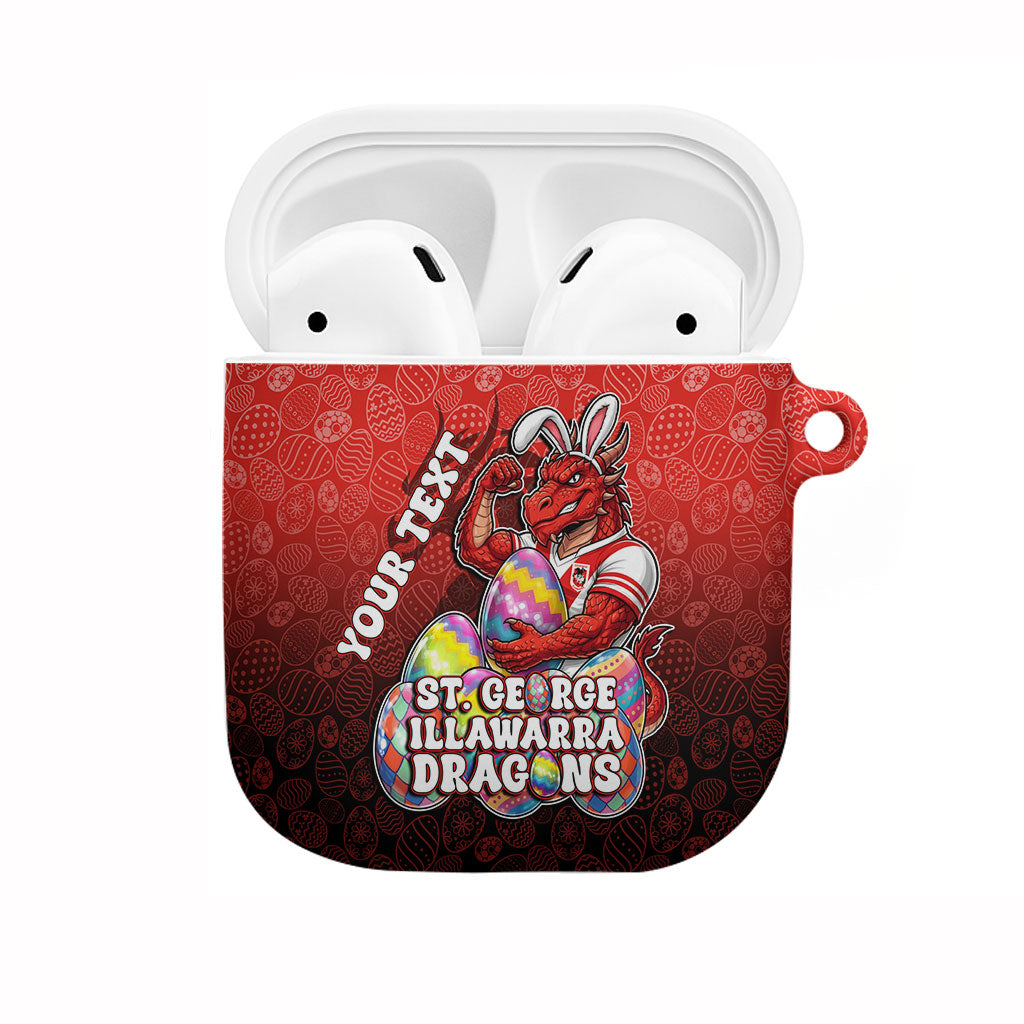 Personalized St. George Illawarra Dragons AirPods Case Easter Mascot - Colorful Eggs Cartoon Style