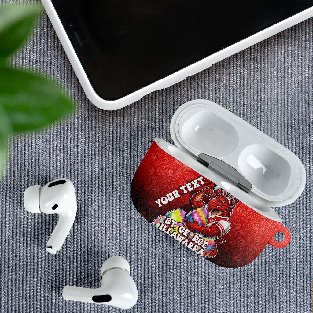 Personalized St. George Illawarra Dragons AirPods Case Easter Mascot - Colorful Eggs Cartoon Style