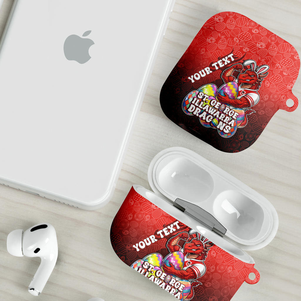 Personalized St. George Illawarra Dragons AirPods Case Easter Mascot - Colorful Eggs Cartoon Style