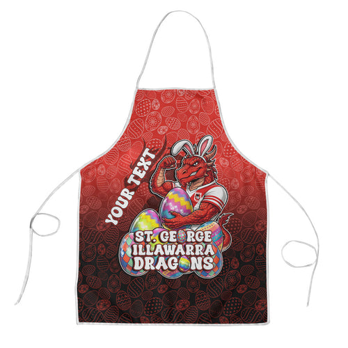 Personalized St. George Illawarra Dragons Apron Easter Mascot - Colorful Eggs Cartoon Style