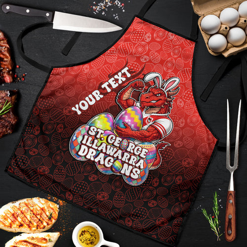 Personalized St. George Illawarra Dragons Apron Easter Mascot - Colorful Eggs Cartoon Style