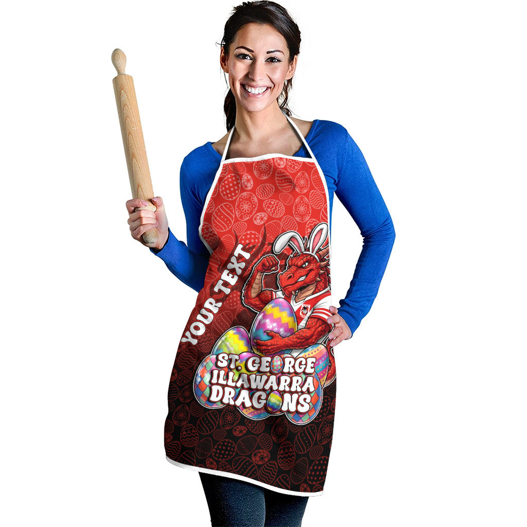 Personalized St. George Illawarra Dragons Apron Easter Mascot - Colorful Eggs Cartoon Style