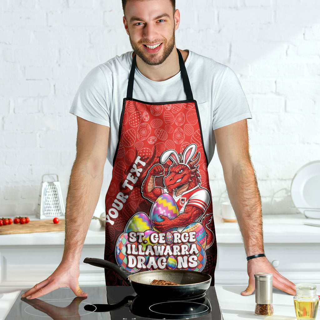 Personalized St. George Illawarra Dragons Apron Easter Mascot - Colorful Eggs Cartoon Style