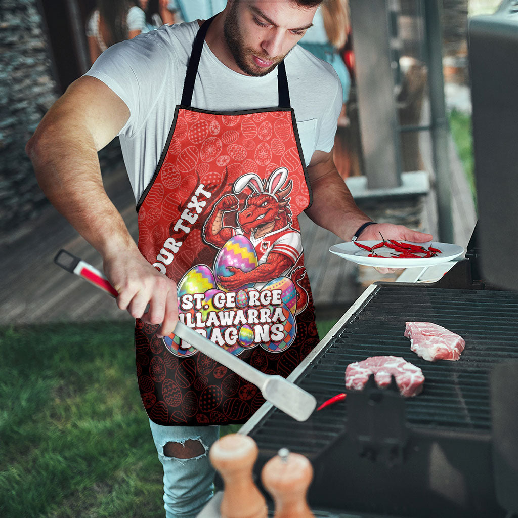 Personalized St. George Illawarra Dragons Apron Easter Mascot - Colorful Eggs Cartoon Style