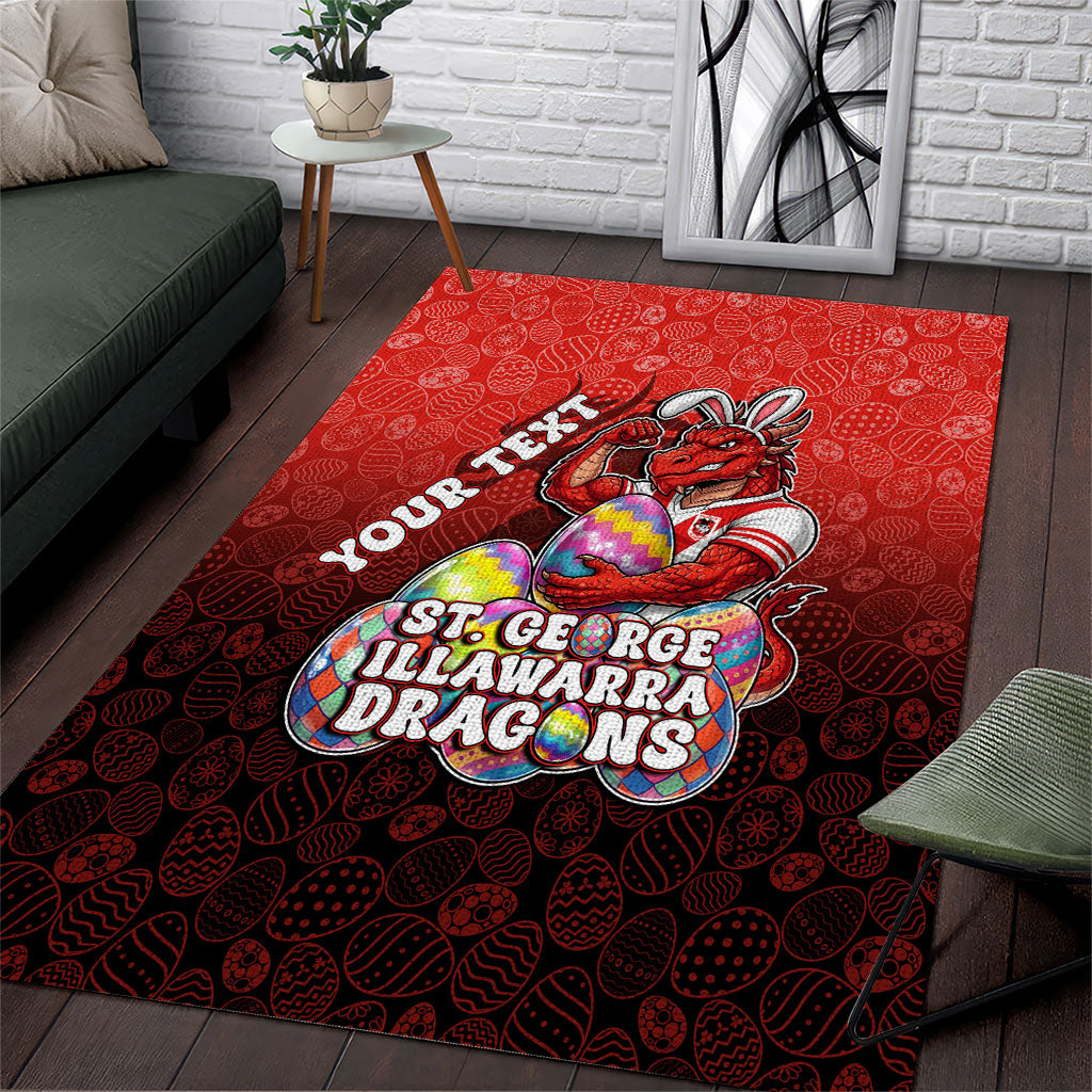 Personalized St. George Illawarra Dragons Area Rug Easter Mascot - Colorful Eggs Cartoon Style