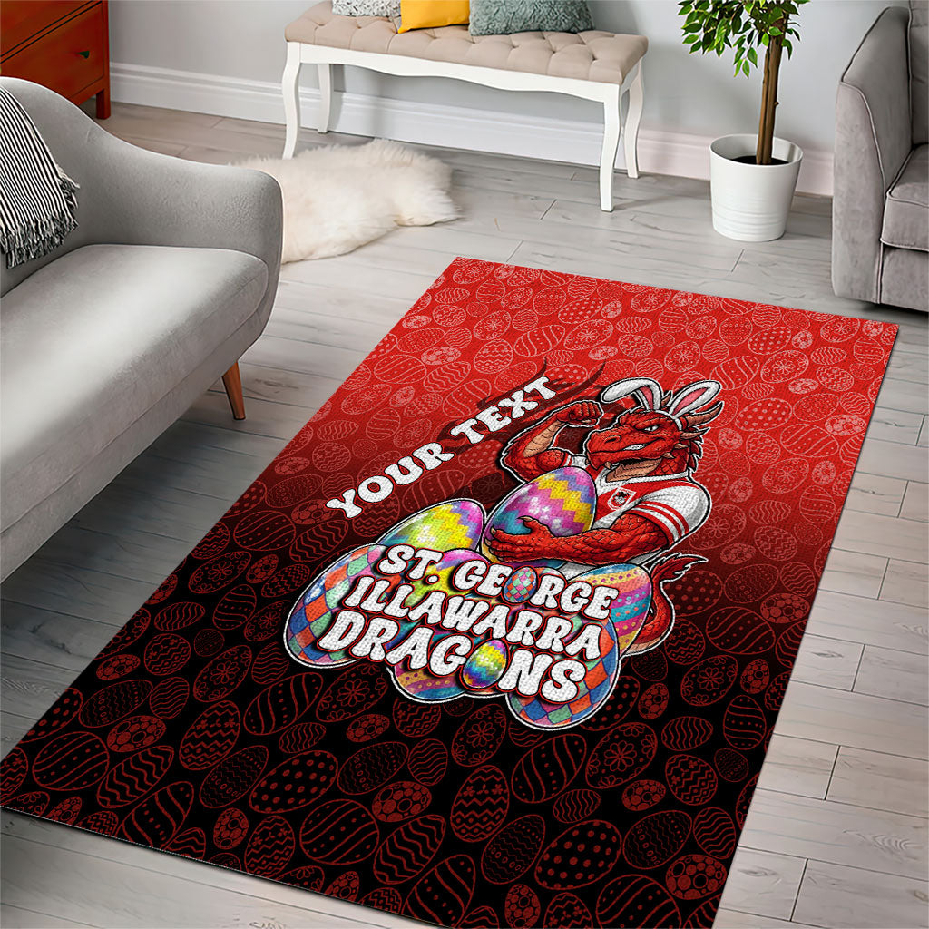 Personalized St. George Illawarra Dragons Area Rug Easter Mascot - Colorful Eggs Cartoon Style