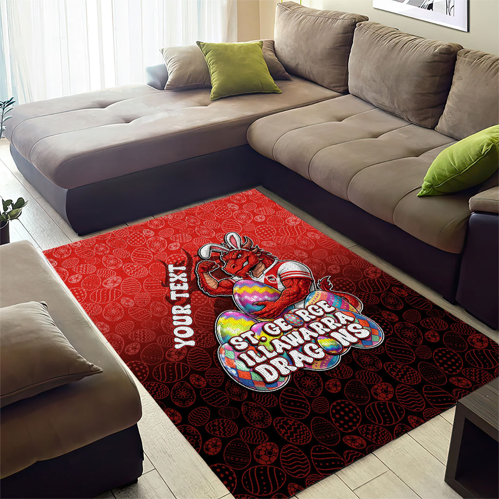 Personalized St. George Illawarra Dragons Area Rug Easter Mascot - Colorful Eggs Cartoon Style