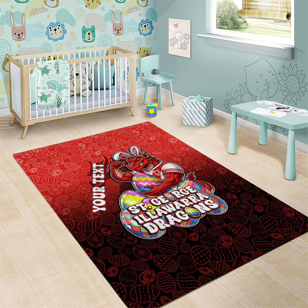 Personalized St. George Illawarra Dragons Area Rug Easter Mascot - Colorful Eggs Cartoon Style