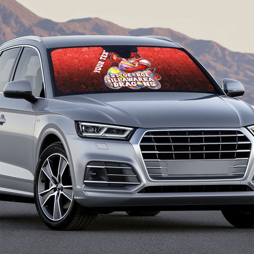 Personalized St. George Illawarra Dragons Auto Sun Shade Easter Mascot - Colorful Eggs Cartoon Style