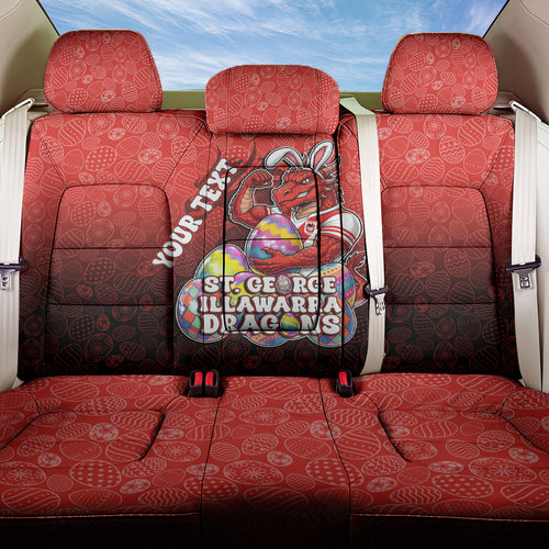 Personalized St. George Illawarra Dragons Back Car Seat Cover Easter Mascot - Colorful Eggs Cartoon Style