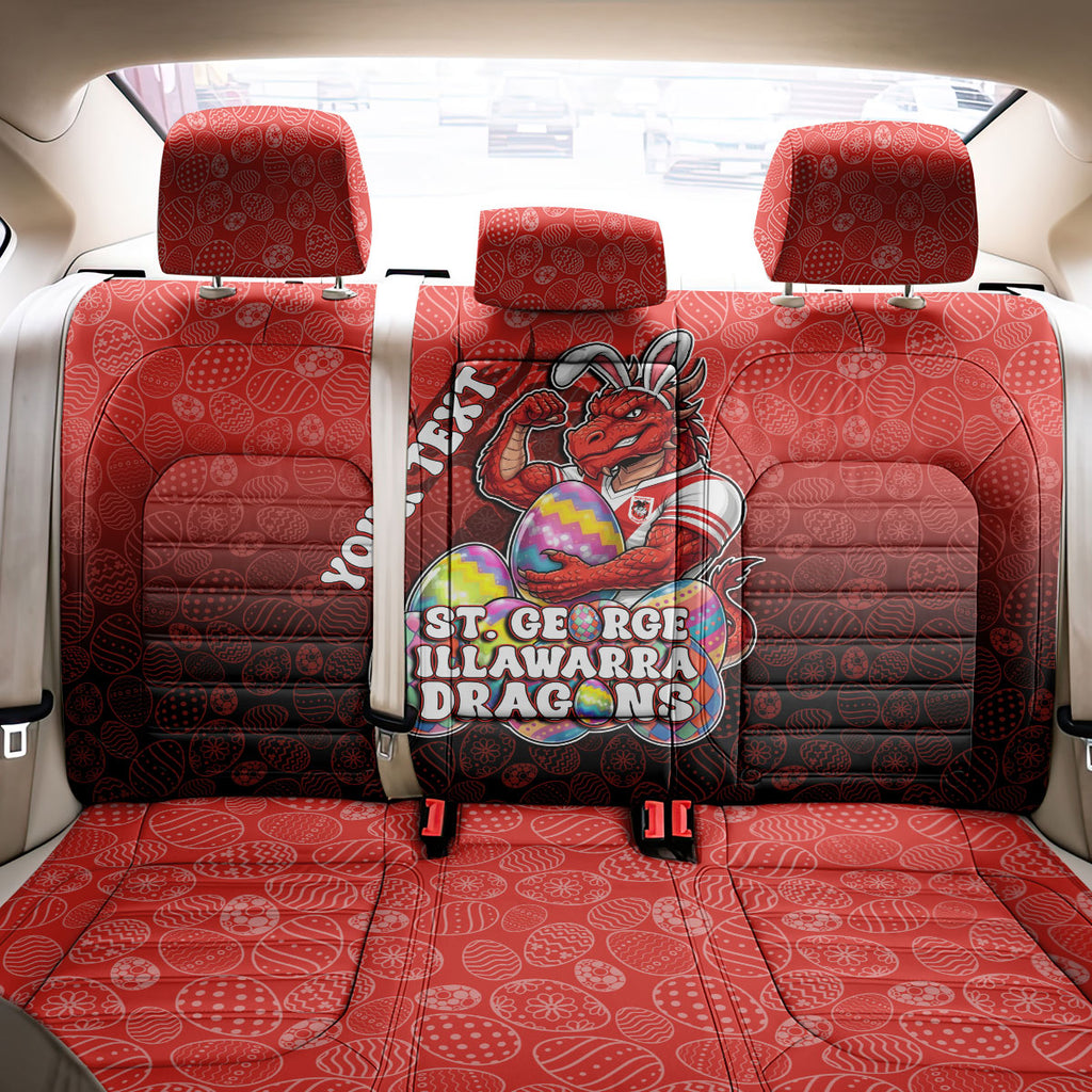 Personalized St. George Illawarra Dragons Back Car Seat Cover Easter Mascot - Colorful Eggs Cartoon Style