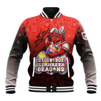 Personalized St. George Illawarra Dragons Baseball Jacket Easter Mascot - Colorful Eggs Cartoon Style