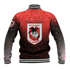 Personalized St. George Illawarra Dragons Baseball Jacket Easter Mascot - Colorful Eggs Cartoon Style