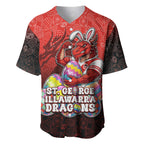 Personalized St. George Illawarra Dragons Baseball Jersey Easter Mascot - Colorful Eggs Cartoon Style