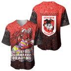 Personalized St. George Illawarra Dragons Baseball Jersey Easter Mascot - Colorful Eggs Cartoon Style