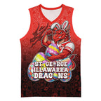 Personalized St. George Illawarra Dragons Basketball Jersey Easter Mascot - Colorful Eggs Cartoon Style