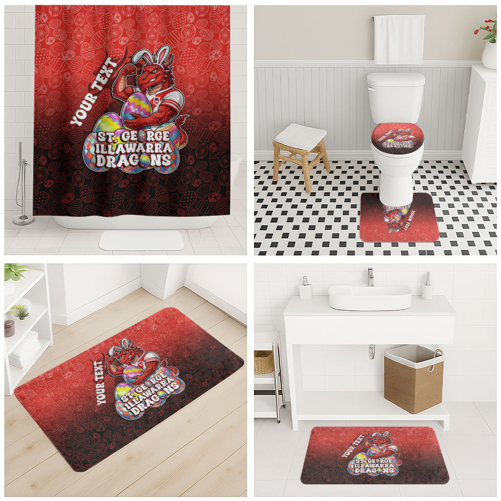 Personalized St. George Illawarra Dragons Bathroom Set Easter Mascot - Colorful Eggs Cartoon Style