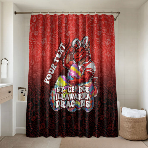 Personalized St. George Illawarra Dragons Bathroom Set Easter Mascot - Colorful Eggs Cartoon Style