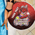 Personalized St. George Illawarra Dragons Beach Blanket Easter Mascot - Colorful Eggs Cartoon Style
