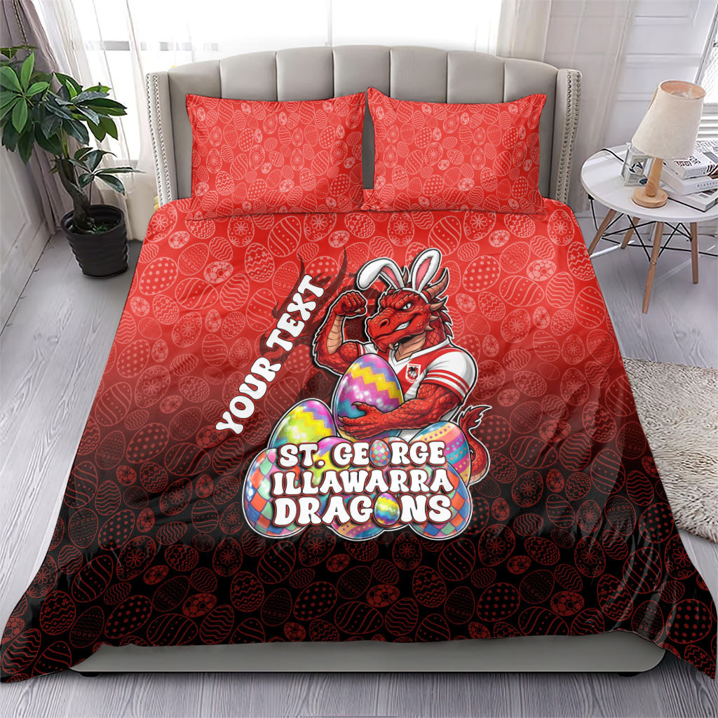 Personalized St. George Illawarra Dragons Bedding Set Easter Mascot - Colorful Eggs Cartoon Style