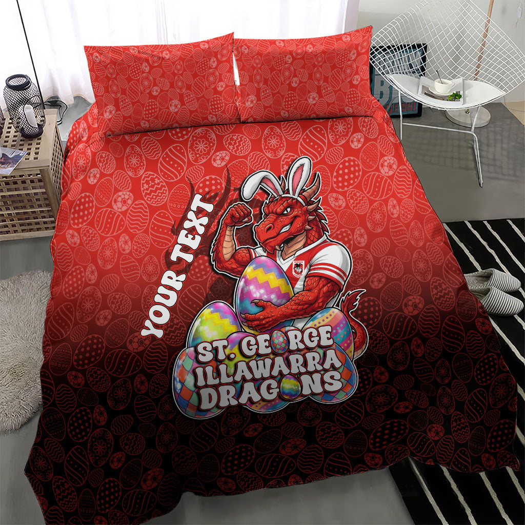 Personalized St. George Illawarra Dragons Bedding Set Easter Mascot - Colorful Eggs Cartoon Style