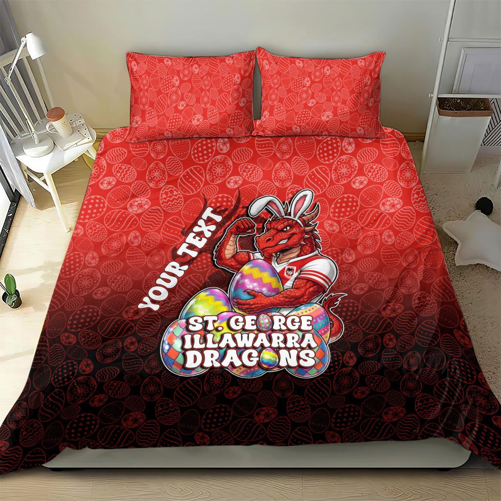 Personalized St. George Illawarra Dragons Bedding Set Easter Mascot - Colorful Eggs Cartoon Style